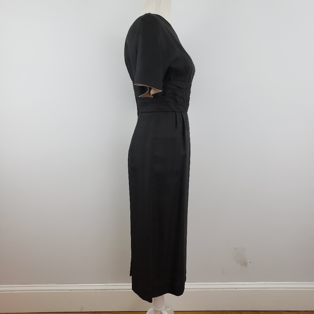 VTG Miss Elliette Black Silk Shantung Wiggle Dress - Picture 4 of 9